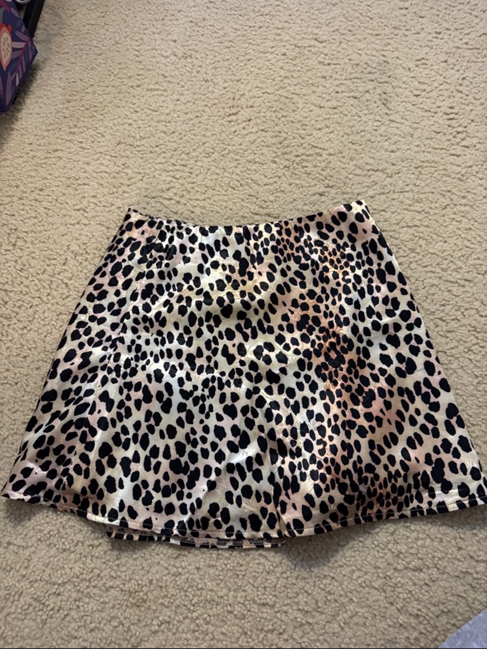 Princess Polly Leopard Satin Mini Skirt - Black & Cream